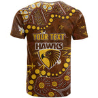 Personalized Hawthorn Hawks T Shirt Aboriginal Pattern with Graffiti Style