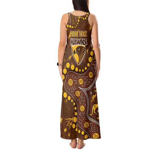 Personalized Hawthorn Hawks Tank Maxi Dress Aboriginal Pattern with Graffiti Style