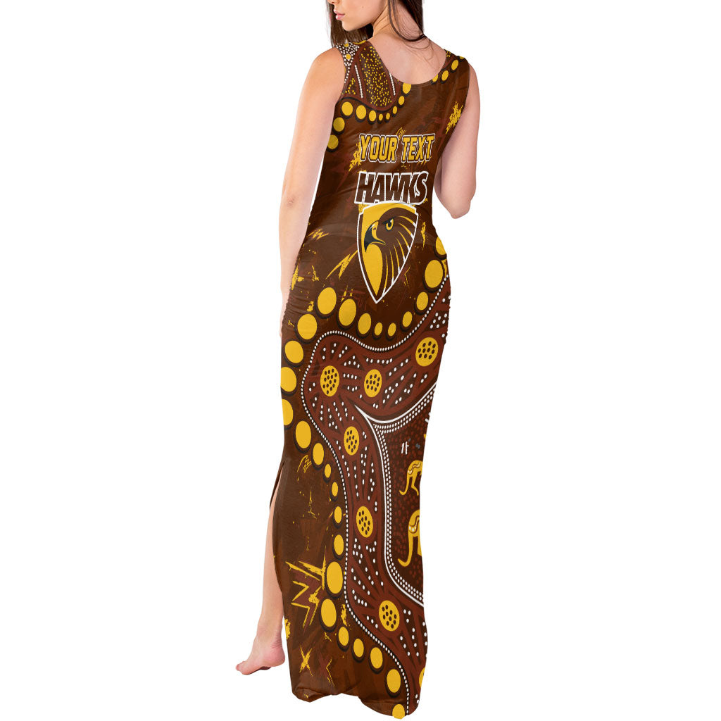Personalized Hawthorn Hawks Tank Maxi Dress Aboriginal Pattern with Graffiti Style