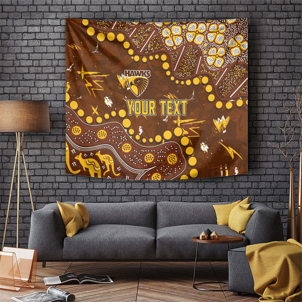 Personalized Hawthorn Hawks Tapestry Aboriginal Pattern with Graffiti Style