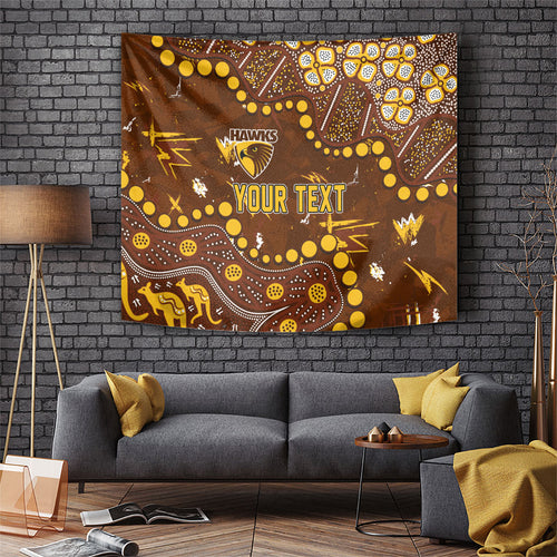 Personalized Hawthorn Hawks Tapestry Aboriginal Pattern with Graffiti Style