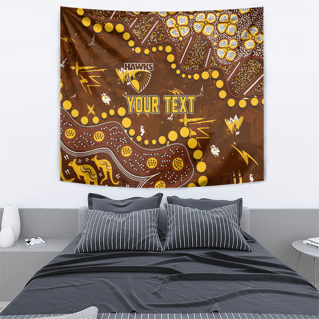 Personalized Hawthorn Hawks Tapestry Aboriginal Pattern with Graffiti Style