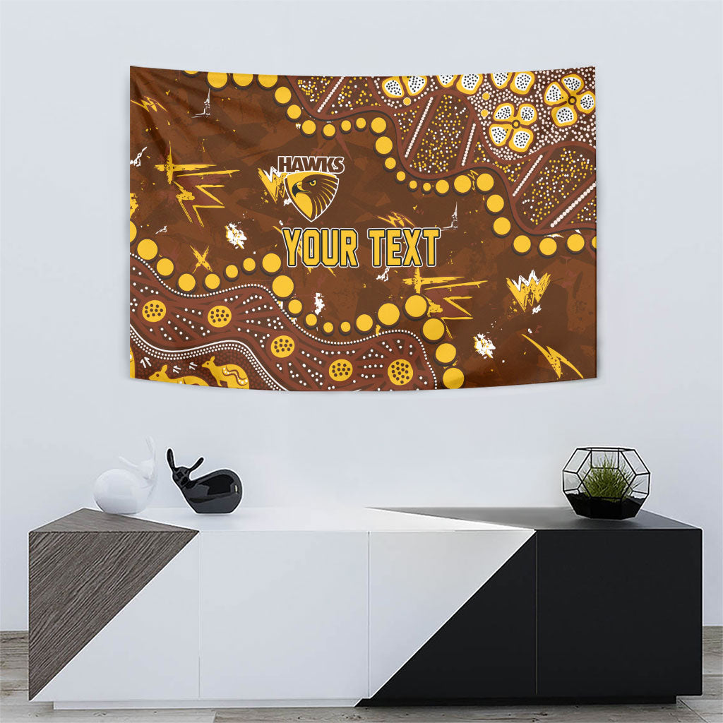 Personalized Hawthorn Hawks Tapestry Aboriginal Pattern with Graffiti Style