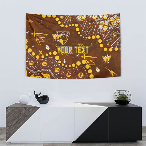 Personalized Hawthorn Hawks Tapestry Aboriginal Pattern with Graffiti Style