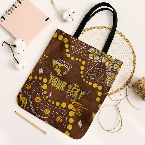 Personalized Hawthorn Hawks Tote Bag Aboriginal Pattern with Graffiti Style