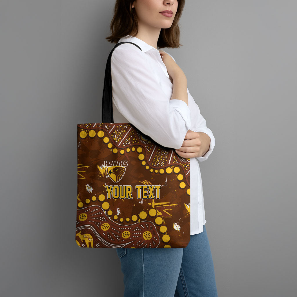 Personalized Hawthorn Hawks Tote Bag Aboriginal Pattern with Graffiti Style