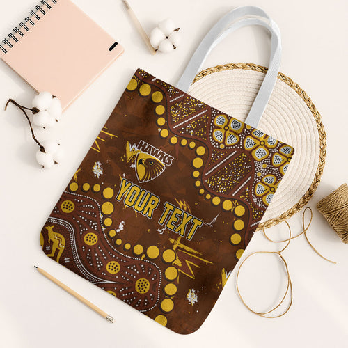 Personalized Hawthorn Hawks Tote Bag Aboriginal Pattern with Graffiti Style