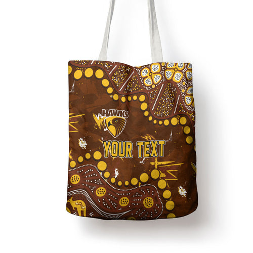 Personalized Hawthorn Hawks Tote Bag Aboriginal Pattern with Graffiti Style