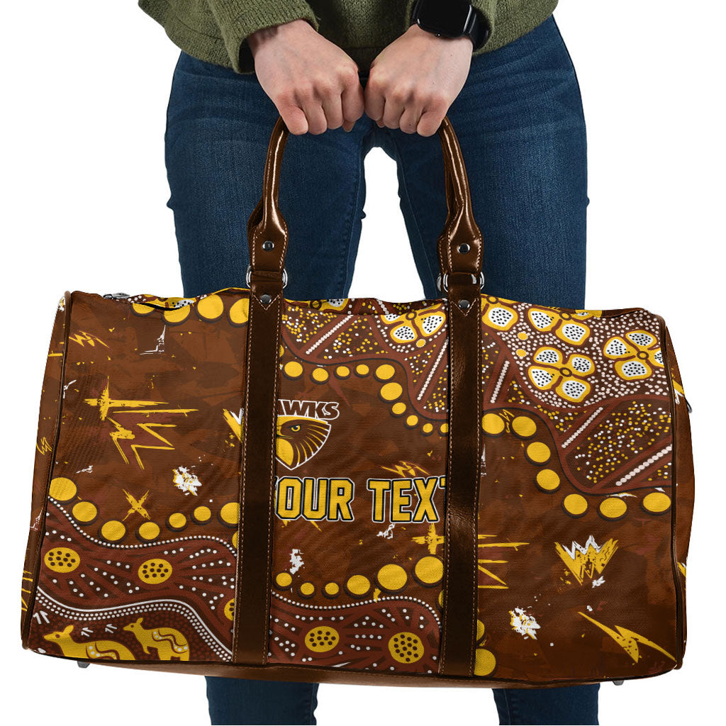 Personalized Hawthorn Hawks Travel Bag Aboriginal Pattern with Graffiti Style