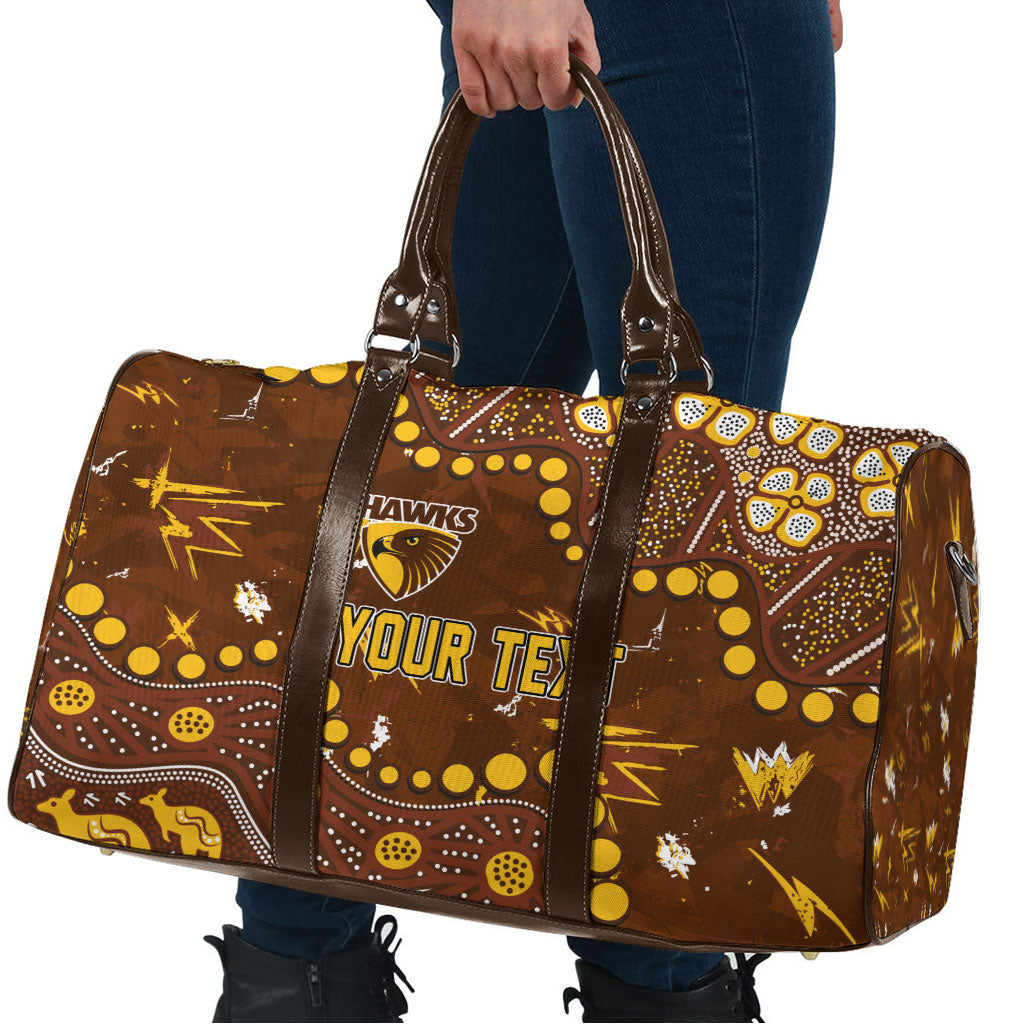 Personalized Hawthorn Hawks Travel Bag Aboriginal Pattern with Graffiti Style