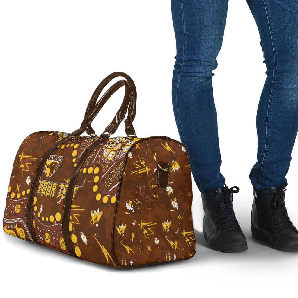 Personalized Hawthorn Hawks Travel Bag Aboriginal Pattern with Graffiti Style