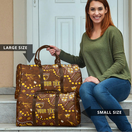 Personalized Hawthorn Hawks Travel Bag Aboriginal Pattern with Graffiti Style