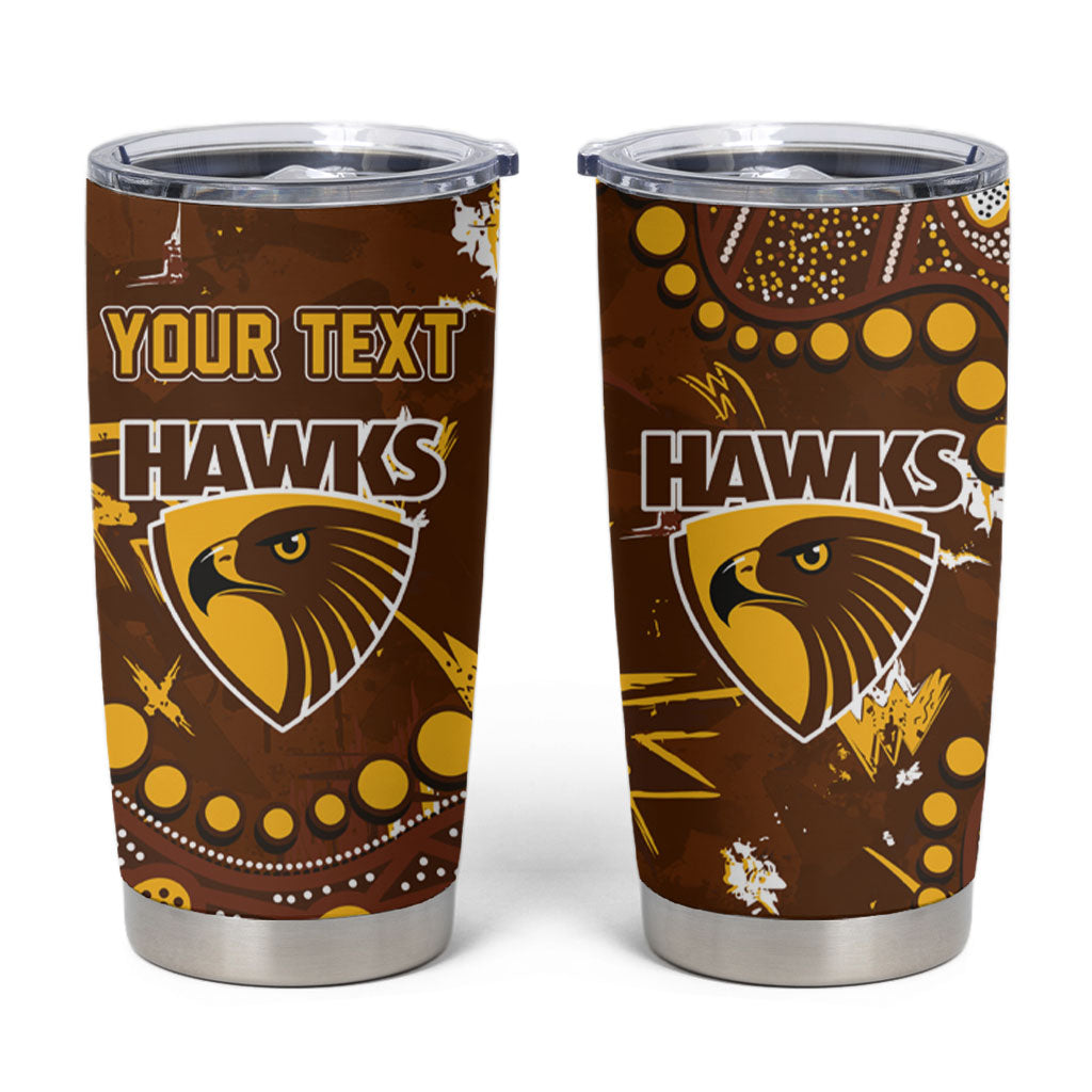 Personalized Hawthorn Hawks Tumbler Cup Aboriginal Pattern with Graffiti Style