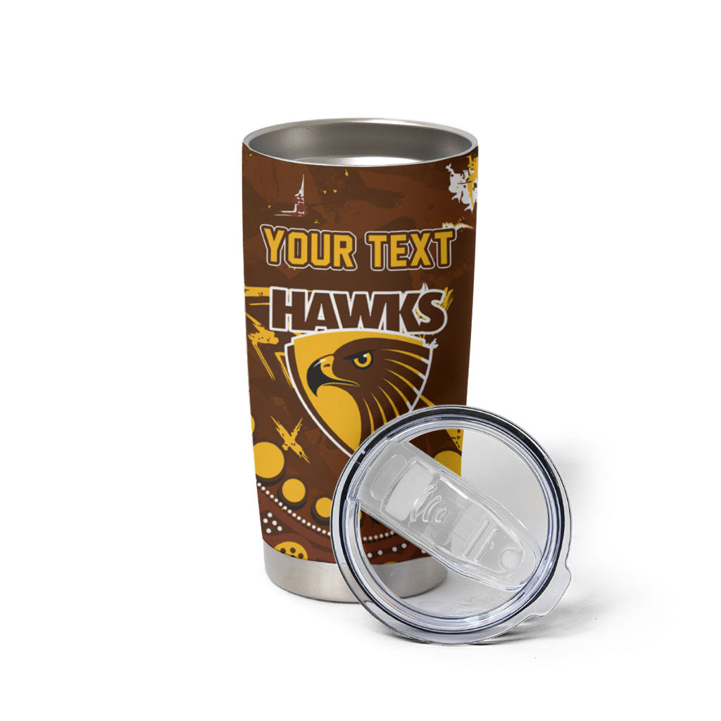Personalized Hawthorn Hawks Tumbler Cup Aboriginal Pattern with Graffiti Style