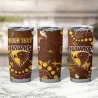 Personalized Hawthorn Hawks Tumbler Cup Aboriginal Pattern with Graffiti Style
