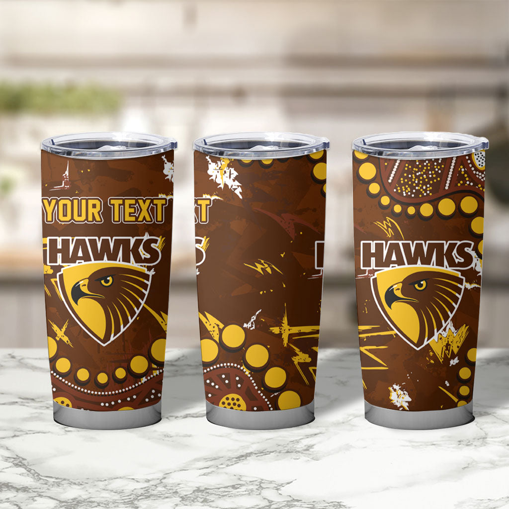 Personalized Hawthorn Hawks Tumbler Cup Aboriginal Pattern with Graffiti Style