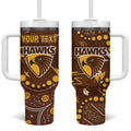 Personalized Hawthorn Hawks Tumbler With Handle Aboriginal Pattern with Graffiti Style
