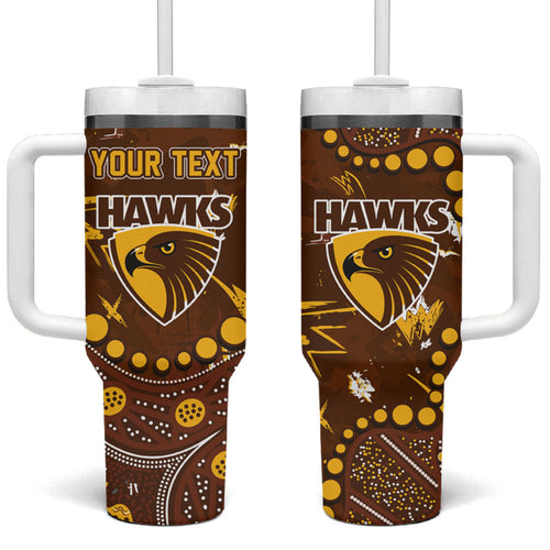 Personalized Hawthorn Hawks Tumbler With Handle Aboriginal Pattern with Graffiti Style