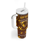 Personalized Hawthorn Hawks Tumbler With Handle Aboriginal Pattern with Graffiti Style