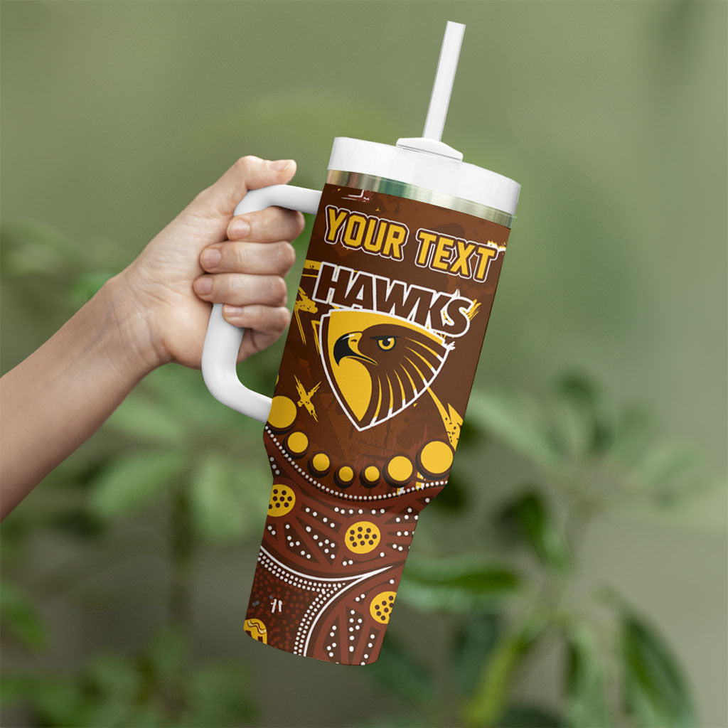 Personalized Hawthorn Hawks Tumbler With Handle Aboriginal Pattern with Graffiti Style