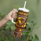 Personalized Hawthorn Hawks Tumbler With Handle Aboriginal Pattern with Graffiti Style