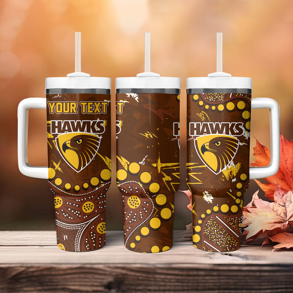 Personalized Hawthorn Hawks Tumbler With Handle Aboriginal Pattern with Graffiti Style