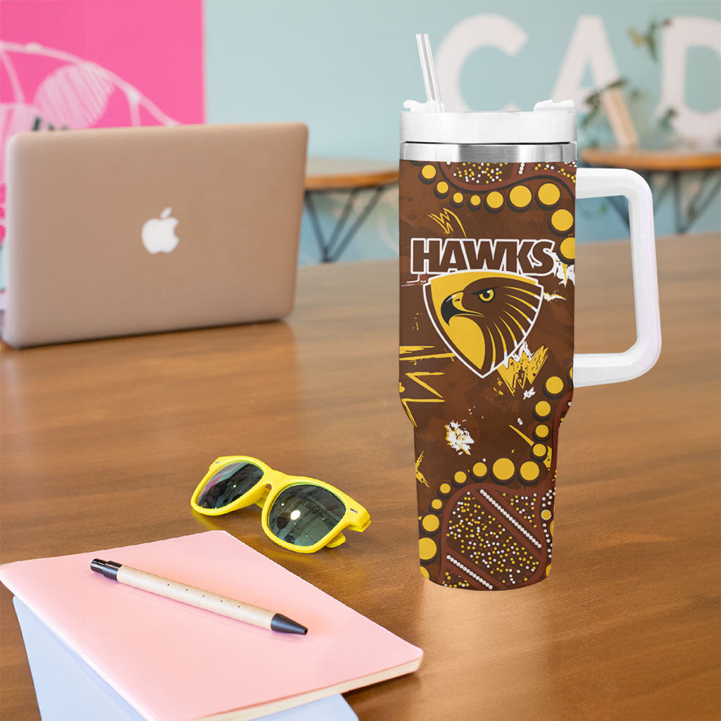 Personalized Hawthorn Hawks Tumbler With Handle Aboriginal Pattern with Graffiti Style