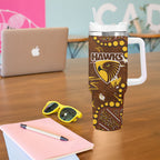 Personalized Hawthorn Hawks Tumbler With Handle Aboriginal Pattern with Graffiti Style