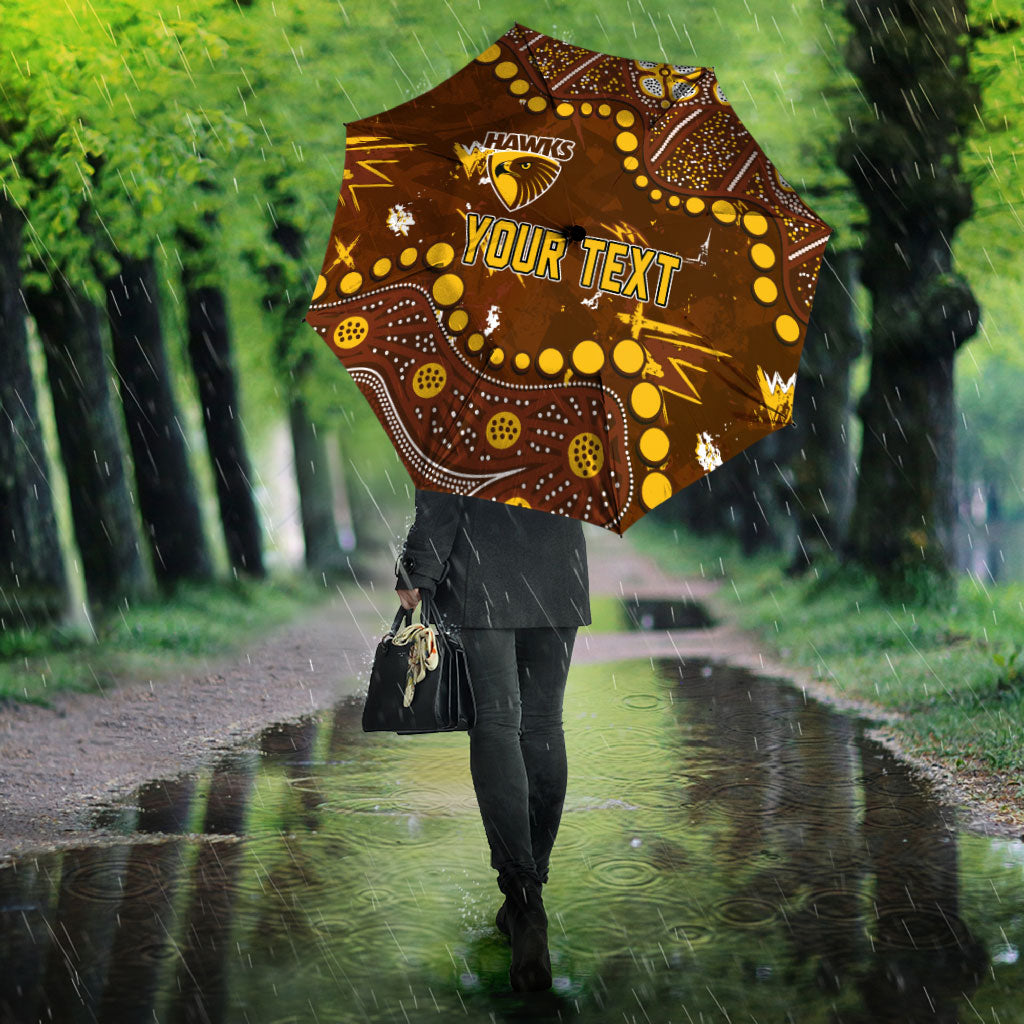 Personalized Hawthorn Hawks Umbrella Aboriginal Pattern with Graffiti Style