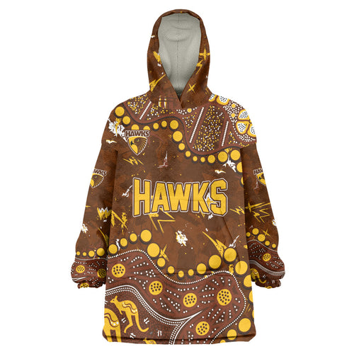 Personalized Hawthorn Hawks Wearable Blanket Hoodie Aboriginal Pattern with Graffiti Style