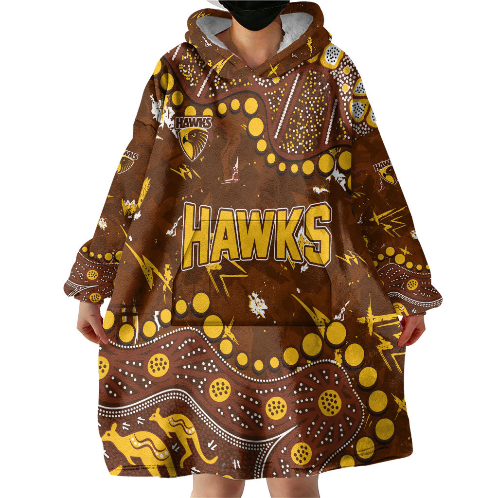 Personalized Hawthorn Hawks Wearable Blanket Hoodie Aboriginal Pattern with Graffiti Style
