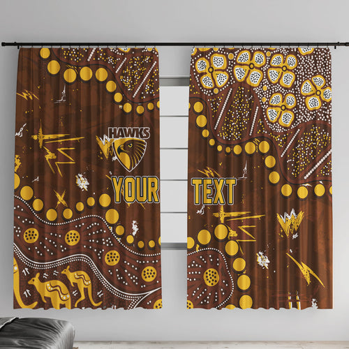 Personalized Hawthorn Hawks Window Curtain Aboriginal Pattern with Graffiti Style