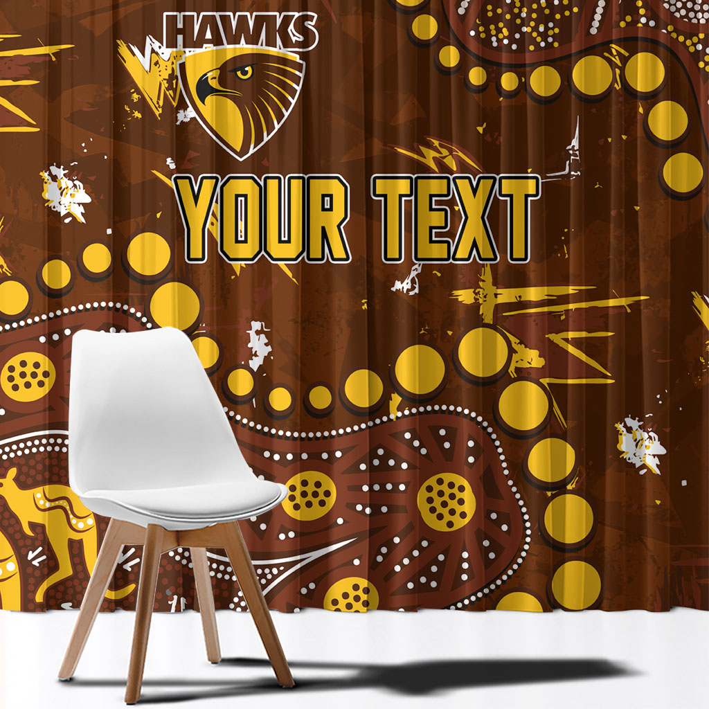 Personalized Hawthorn Hawks Window Curtain Aboriginal Pattern with Graffiti Style