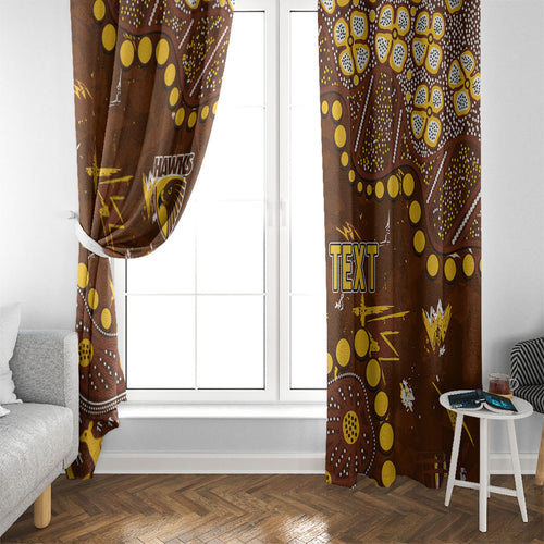 Personalized Hawthorn Hawks Window Curtain Aboriginal Pattern with Graffiti Style