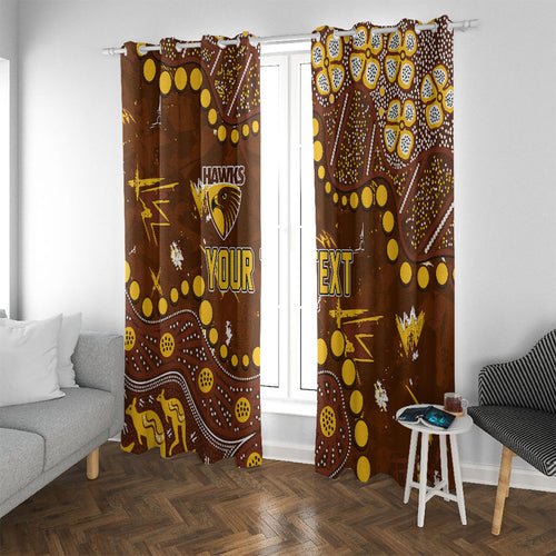 Personalized Hawthorn Hawks Window Curtain Aboriginal Pattern with Graffiti Style