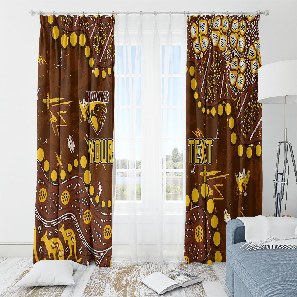 Personalized Hawthorn Hawks Window Curtain Aboriginal Pattern with Graffiti Style