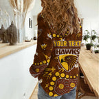 Personalized Hawthorn Hawks Women Casual Shirt Aboriginal Pattern with Graffiti Style