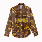 Personalized Hawthorn Hawks Women Casual Shirt Aboriginal Pattern with Graffiti Style