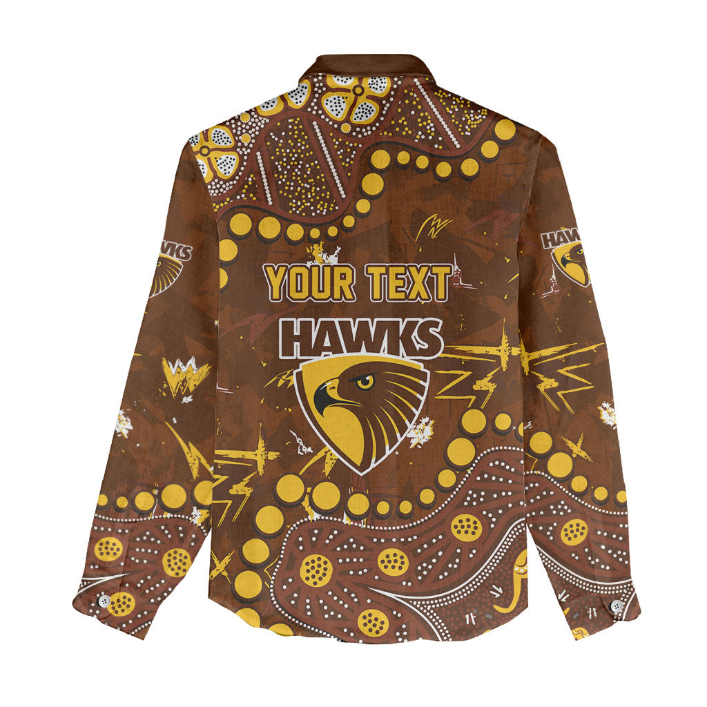 Personalized Hawthorn Hawks Women Casual Shirt Aboriginal Pattern with Graffiti Style