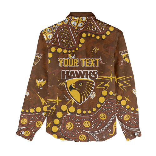 Personalized Hawthorn Hawks Women Casual Shirt Aboriginal Pattern with Graffiti Style