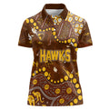 Personalized Hawthorn Hawks Women Polo Shirt Aboriginal Pattern with Graffiti Style