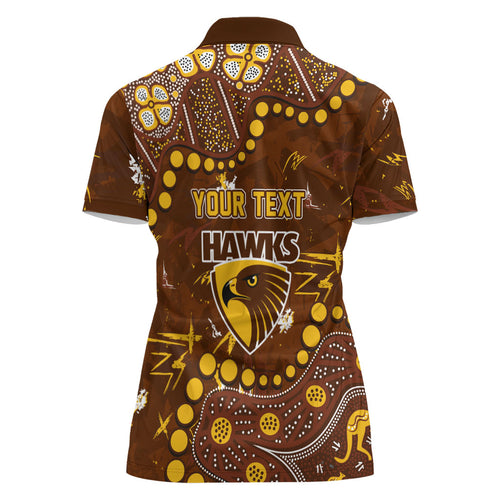 Personalized Hawthorn Hawks Women Polo Shirt Aboriginal Pattern with Graffiti Style