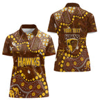 Personalized Hawthorn Hawks Women Polo Shirt Aboriginal Pattern with Graffiti Style
