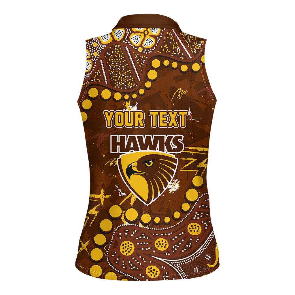 Personalized Hawthorn Hawks Women Sleeveless Polo Shirt Aboriginal Pattern with Graffiti Style
