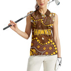 Personalized Hawthorn Hawks Women Sleeveless Polo Shirt Aboriginal Pattern with Graffiti Style