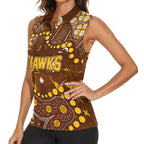 Personalized Hawthorn Hawks Women Sleeveless Polo Shirt Aboriginal Pattern with Graffiti Style