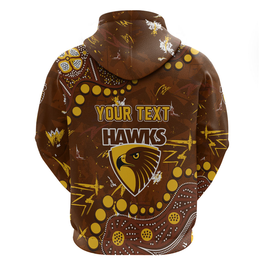 Personalized Hawthorn Hawks Zip Hoodie Aboriginal Pattern with Graffiti Style