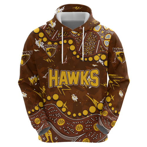 Personalized Hawthorn Hawks Zip Hoodie Aboriginal Pattern with Graffiti Style