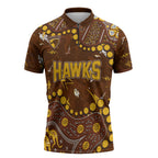Personalized Hawthorn Hawks Zipper Polo Shirt Aboriginal Pattern with Graffiti Style