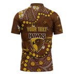 Personalized Hawthorn Hawks Zipper Polo Shirt Aboriginal Pattern with Graffiti Style